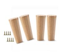 Wooden Furniture Legs Set - 4x Adjustable Sofa Feet, Desk Legs, Bed Feet with Mounting Plates - Vintage Style for Cabinets & Dressers, 20cm Height, Easy Installation