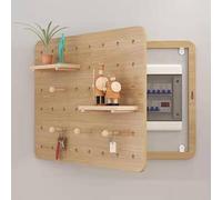 Wooden Fuse Box, Fuse Box Cover with Shelf, Electric Meter Box Decorative Cover, Perforated Board Shelves Suitable for Living Room, Bedroom, Corridor,A,35x25cm
