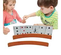 Wooden Game Card Holder - Curved Hands-Free Design, Natural Wood Finish | 2pcs Poker Tray Set With Secure Grip, Smooth Edge For Bridge, Canasta, And Pinochle Game Nights For Kids, Adults, Seniors