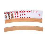 Wooden Game Card Holder | Storage Stand Curved 2pcs Organizer Cards Holders Accessories for Pinochle, Poker, Adults Elderly Hands Free Display Station Bridge Tab
