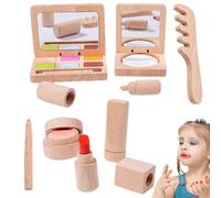 Wooden Game Makeup Toy Set for Girls | Complete Attraction with Toys Accessories like Lip Polish and Brush, Suitable for Girls of 3