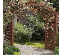 Wooden Garden Arch with GateCarbonized Trellis Arbor for Climbing Plants Outdoor Plant Stand Perfect for Garden Yard Horticulture Decor