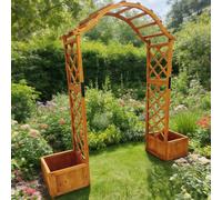 Wooden Garden Arch with Planters Trellis Arbor