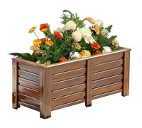 Wooden Garden Bed, Solid Wood Gardening Plant Container w/Drainage Holes for Flower Vegetable Fruit, Outdoor Planter Box for Patio Garden Yard Balcony