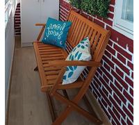 Wooden Garden Bench Folding 2 Seater Patio Furniture Space Saver Heavy Duty Seat