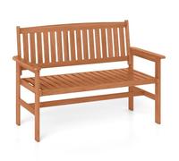 Wooden Garden Bench for 2, Outdoor Patio Loveseat with Slatted Backrest & Armrests, Outdoor Seating for Porch, Backyard, Park - 530 lbs Capacity