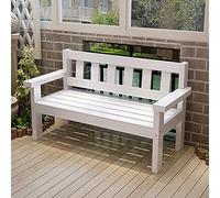 Wooden Garden Bench for 2 Weatherproof Outdoor Patio Seating with Backrest & Armrests Rustic White Design Ideal for Indoor/Outdoor Use 100cm Long