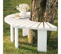 Wooden Garden Bench for Outdoor Use Curved Patio Chair with Solid Wood Frame Perfect for Yard Veranda Terrace Poolside (Size: Half Round Color: White)