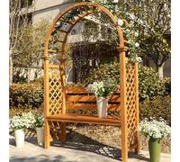 Wooden Garden Bench with Arch & Dome Design - Outdoor Patio Seating for Backyard, Ideal Support for Climbing Plants & Vines, Stylish and Garden Furniture