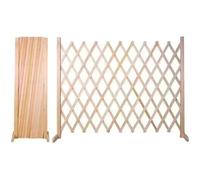 Wooden Garden Fence Expandable Trellis Barriers Freestanding Room Divider Screen Decorative Partition with Base for Outdoor Courtyard (32-120cm X 35cm X 25cm)