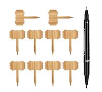 Wooden Garden Labels - 10PCS Wooden Garden Markers Plant Labels Waterproof Durable Natural Wood Signs for Vegetables, Herbs, and Flowers, Includes Pen for Easy Writing, Reusable Tags for Indoor