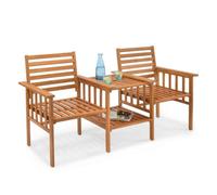 Wooden Garden Love Seat 2 Seater, Acacia Outdoor Jack & Jill Loveseat, Vonhaus