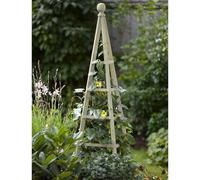 Wooden Garden Obelisk - Triangular Outdoor Support Structure Climbing Plant & Vegetable Trellis - H190 X 43Cm Diameter, Sage