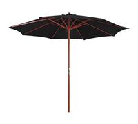 Wooden Garden Parasol 3m Blue Patio Umbrella Bamboo Crank Sun Shade