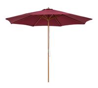 Wooden Garden Parasol Sun Shade Outdoor Umbrella Canopy Wine Red 3 Metre