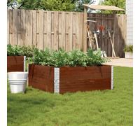 Wooden garden planter 100x100x41cm Dark Brown Solid Pine Stackable Galvanised