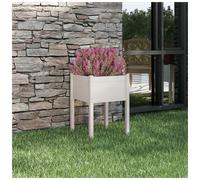 Wooden Garden Planter 50x50x70 cm White Solid Pinewood Raised Flower Box Deep.