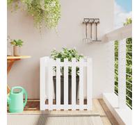 vidaXL Garden Planter w/ Fence Design White 70x70x70cm Solid Wood Pine, White