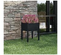Wooden Garden Planter Black Solid Pinewood 50x50x70cm Outdoor Raised Flower Bed