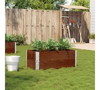Wooden Garden Planter Dark Brown Solid Pine 100x50x41cm Large Stackable Foldable