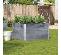 Wooden Garden Planter Grey 100x100x60.5 cm. Solid Pine Outdoor Raised Stackable