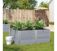 Wooden Garden Planter Grey 150x100x60.5cm Solid Pine Stackable Foldable Raised