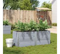 Wooden Garden Planter Grey Solid Pine 150x50x60.5cm Stackable with Galv. Hinges