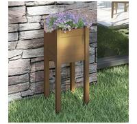 Wooden Garden Planter Honey Brown Solid Pinewood 31x31x70cm Raised Bed for Patio