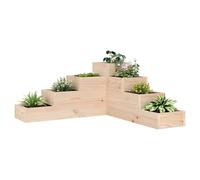 Wooden Garden Planter L-Shaped 4-Tier Natural Pine 80.5x79x36cm Untreated Pine.