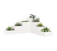 Wooden Garden Planter L-Shaped 4-Tier Solid Pine White 80.5x79x36cm for Corner