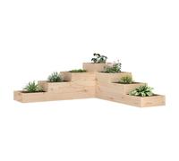 Wooden Garden Planter L-Shaped Multi-Level Natural Pine 106x104.5x36cm Corner UK