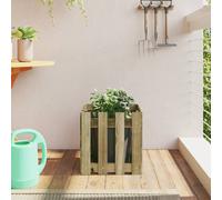 Wooden garden planter natural impregnated pine 40 x 40 x 40 cm cube rustic pots