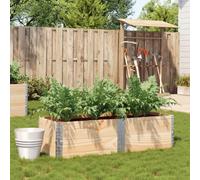 Wooden Garden Planter Natural Pine 150x50x41cm Stackable Foldable Raised Bed XL