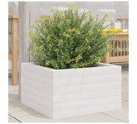Wooden Garden Planter White 40x40x23 cm Solid Pinewood Rustic Raised Box Large