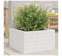 Wooden Garden Planter White 40x40x23 cm Solid Pinewood Rustic Raised Box Large
