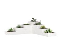 Wooden garden planter White Pine 106x104.5x36cm Solid Pine 4-Tier L-Shaped decks