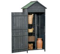 Wooden Garden Shed Outdoor Storage Cabinet Shelves Utility Tool Cupboard Grey