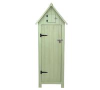 Wooden Garden Shed Tool Storage Cabinet Beach Hut Sentry Box 3 Shelves 4 Hooks