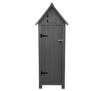 Wooden Garden Shed Tool Storage Cabinet Beach Hut Sentry Box 3 Shelves 4 Hooks