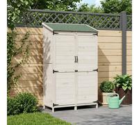 Wooden Garden Shed White Solid Fir Wood 106.5x56x176cm Louvre Door Asphalt Roof