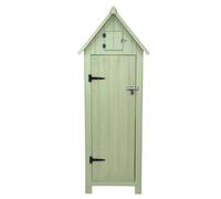 Wooden Garden Storage Shed Tool Cabinet Beach Hut Sentry Box 3 Shelves 4 Hooks