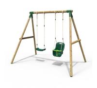Wooden Garden Swing Set with Standard Seat and Baby Seat - Luna Green Rebo Green One Size