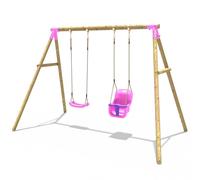 Wooden Garden Swing Set with Standard Seat and Baby Seat - Luna Pink Rebo Pink One Size