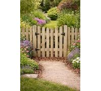 Wooden Garden Under Arched Picket Gate Pressure Treated Timber Pedestrian Fence Gate, Outdoor Wooden Garden Gate with Picket Design (120cm High x 60cm Wide x 5cm deep)