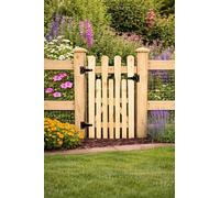 Wooden Garden Up and Down Picket Gate Pressure Treated Timber Pedestrian Fence Gate, Outdoor Wooden Garden Gate with Picket Design (120cm High x 120cm Wide x 5cm Deep)
