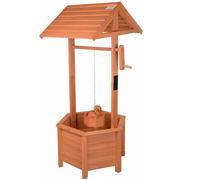 Wooden Garden Wishing Well Bucket Planter Plant Flower Pot Patio Ornament Gr8 Garden Light Brown One Size