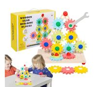 Wooden Gear Puzzle Board Game, Rotating Spinner Cog Sensory Toy Set, Fine Motor Skills Development Learning Activity Kit, Interlocking Mechanical Gear Maze Puzzle, Educational STEM Training Game