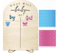 Wooden Gender Reveal Voting Board with Stand, 17x12in Gender Reveal Games & Decorations, Interactive Baby Shower Games Kit for Guests to Guess Boy or Girl, Party Keepsake Prop