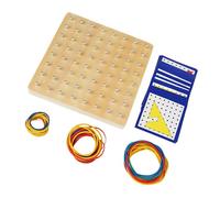 Wooden Geoboard Mathematical Learning Toy with Elastic Rubber Bands for Kids Toddler Early Learning and Creative Play Topological Pegboard