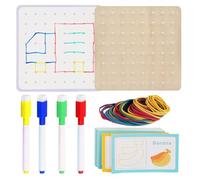 Wooden Geoboard | Puzzle Board for Kids | Math Manipulative Education for Kids with Cards for Creating Geometric Shapes, Stem